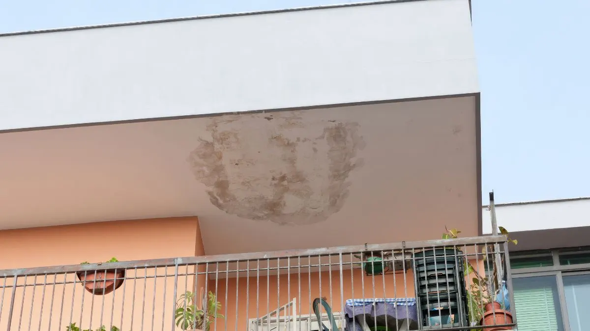 Parede com infiltração da chuva pode cair